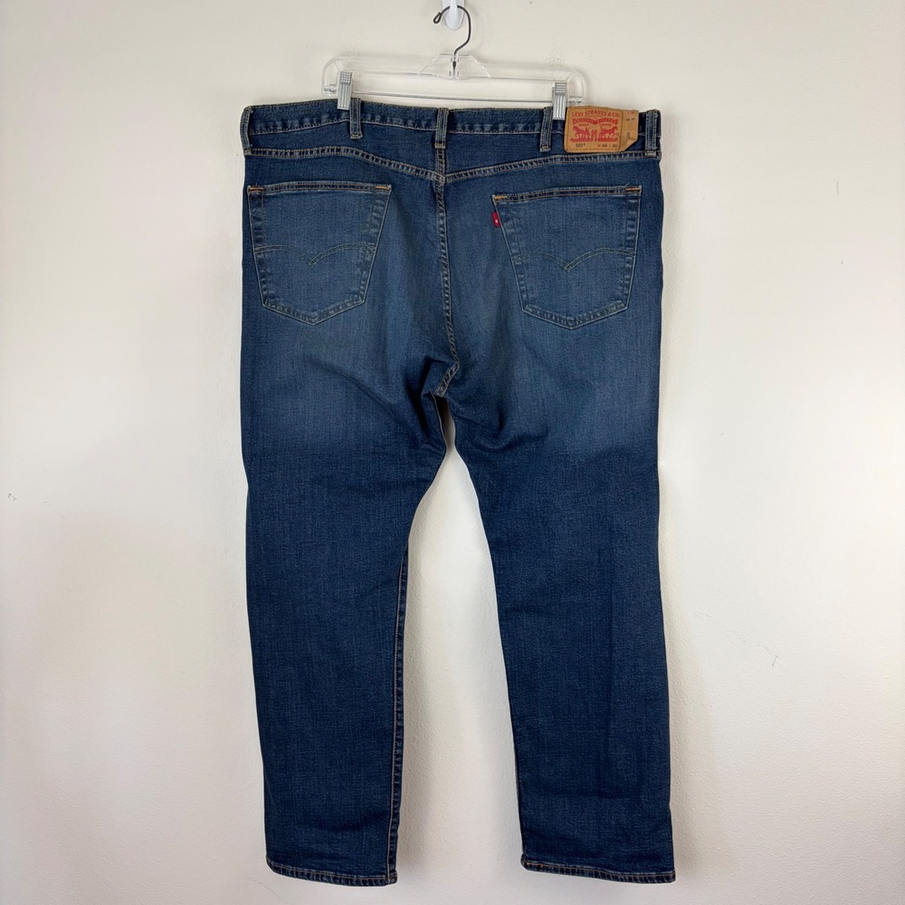 Levis 501 Original Fit Mens Jeans 44x30 Medium Wash Blue Straight Leg Denim